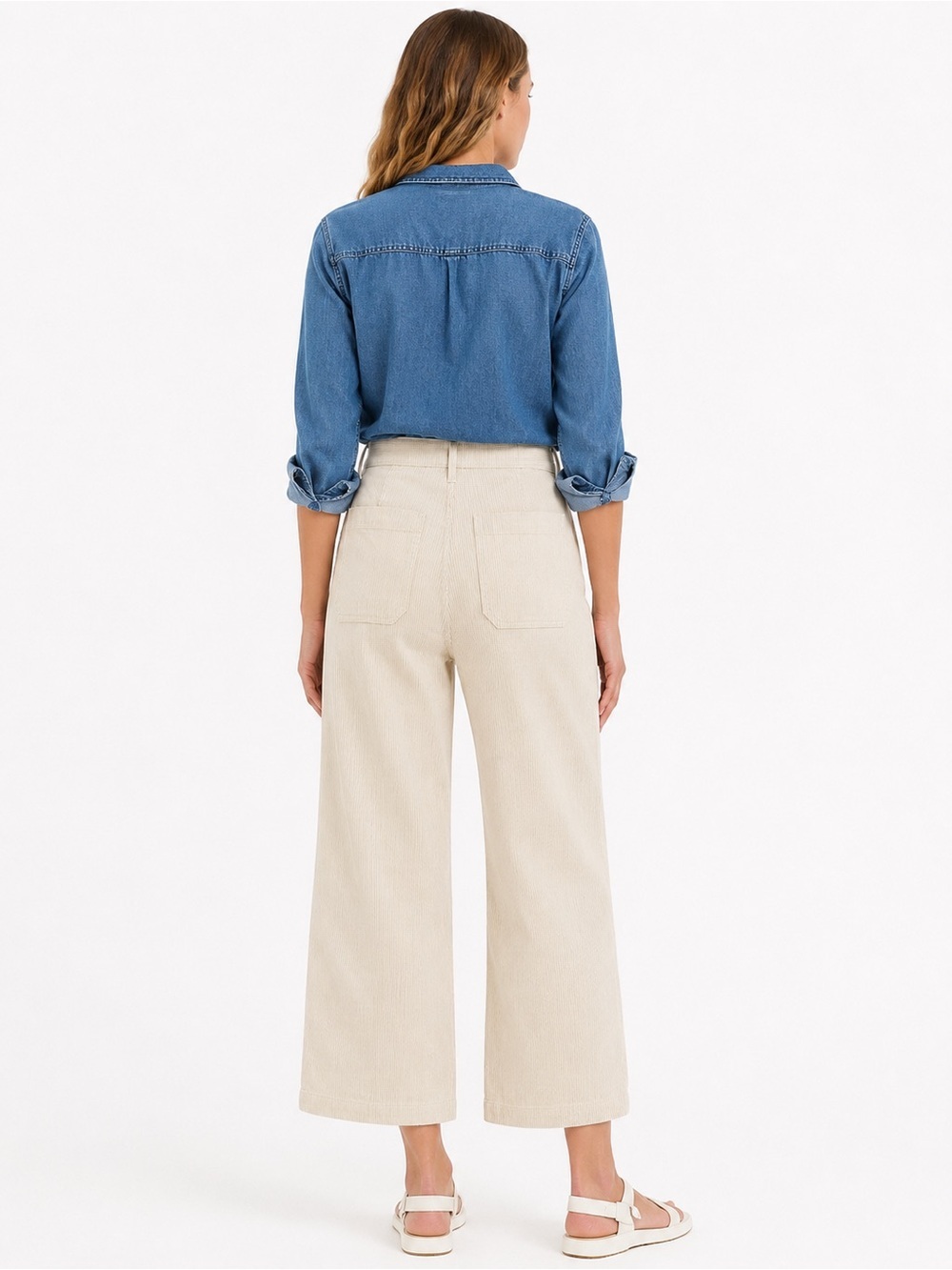 NWT J.Crew Slim Wide Leg Khaki Striped Crop Jeans - Picture 2 of 6